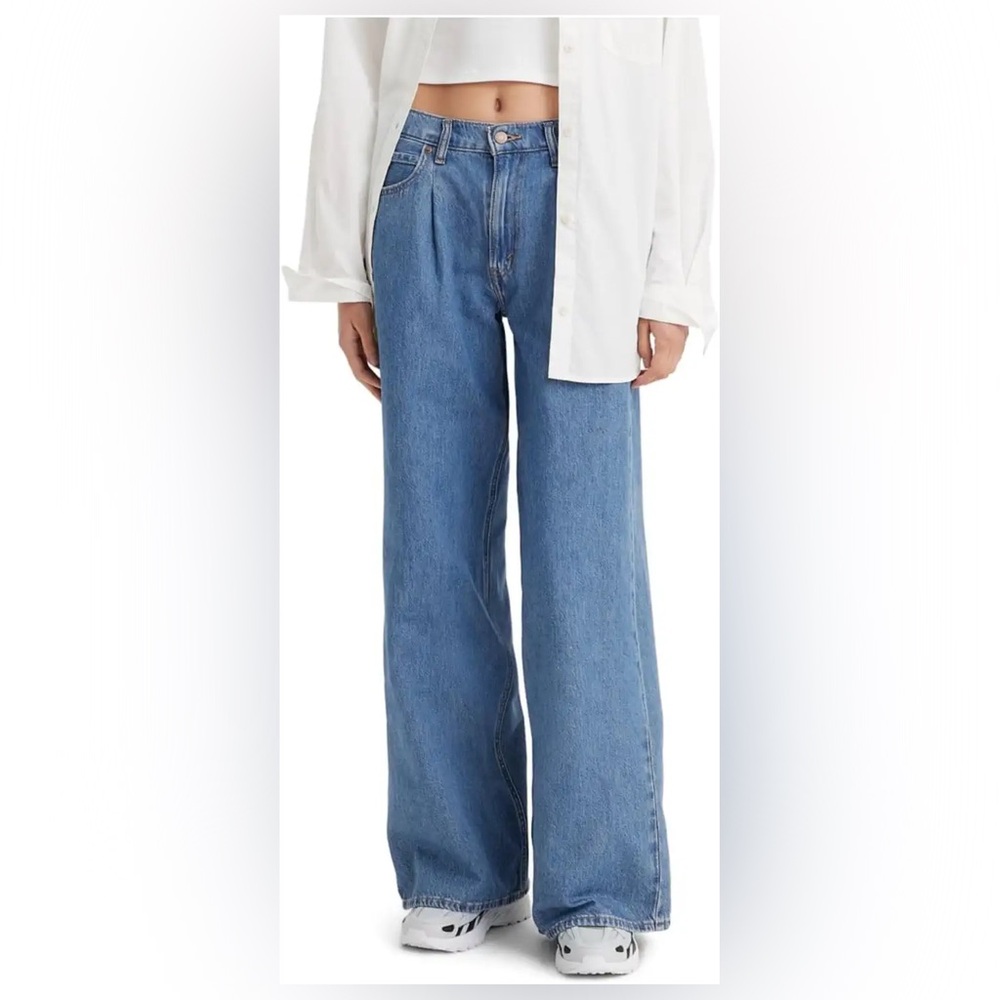 Levi's Tailored High Loose Jeans, Medium Wash, Pleated Baggy